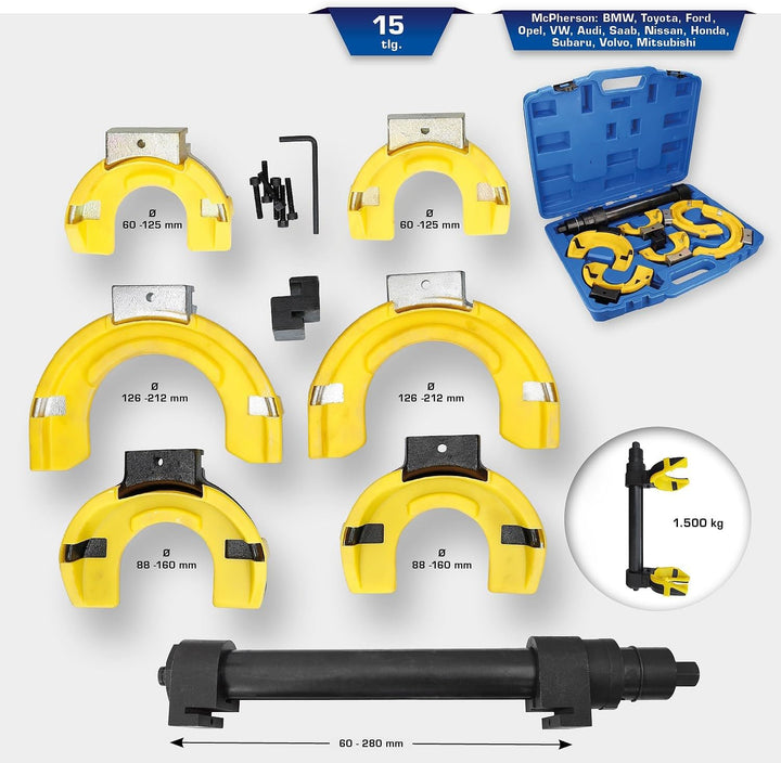 Brilliant Tools BT651200 Federspanner-Satz, 15-tlg, mit Kunststoff-Schutzeinlagen