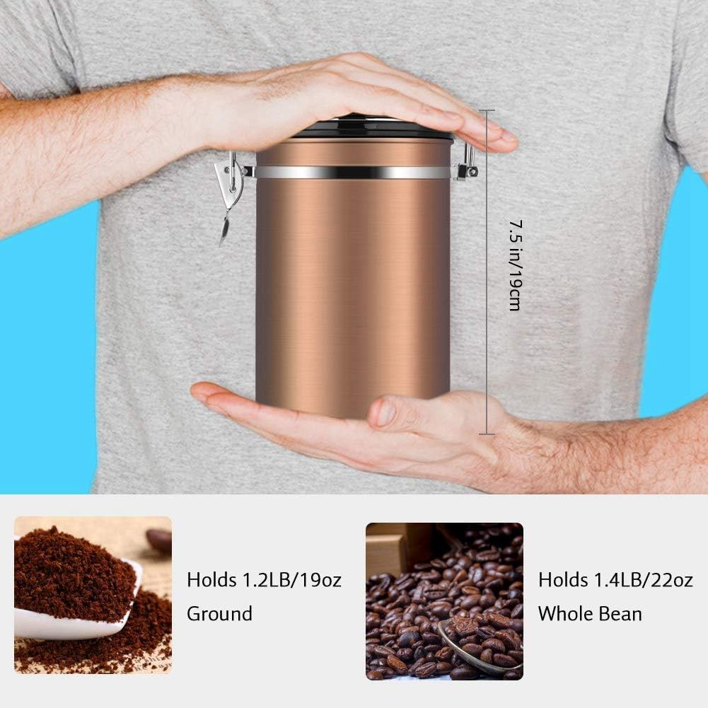 Kaffeekanister, 1,8 L, Edelstahl, Grosser Behälter, Luftdicht, für Gemahlenes Stahlpulver und Bohnen