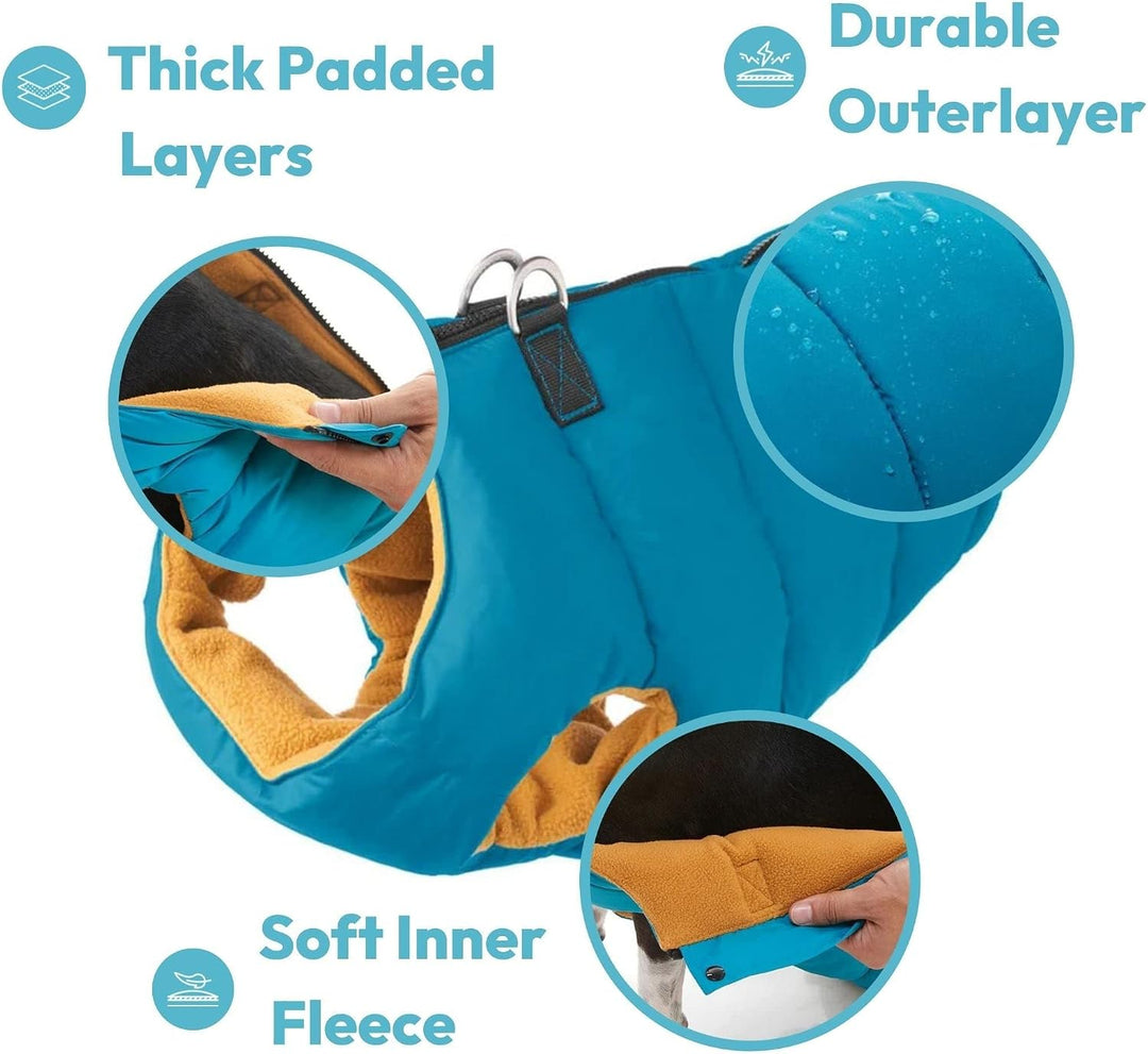 Gooby Gepolsterte Weste für Hunde, solide, schwarz, Grösse M, warme Fleece-Jacke mit Reissverschluss