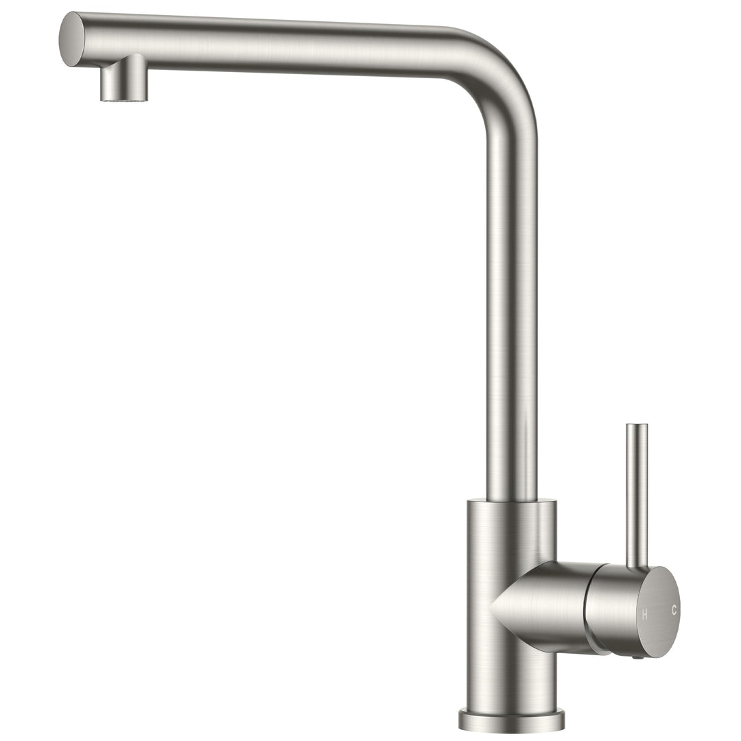 FORIOUS Wasserhahn Küche, Küchenarmatur mit erhöhtem Auslauf, L-Förmige Edelstahl Spülenarmatur, Ein