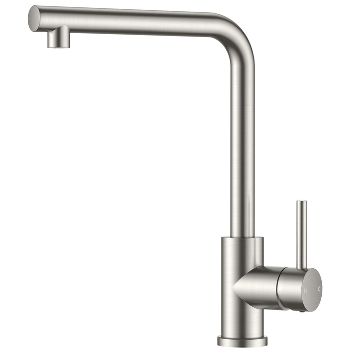 FORIOUS Wasserhahn Küche, Küchenarmatur mit erhöhtem Auslauf, L-Förmige Edelstahl Spülenarmatur, Ein