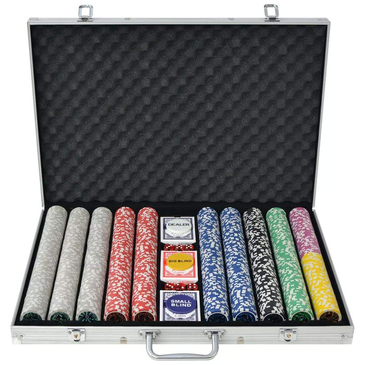 Festnight Poker Set mit 1 000 Laserchips Aluminiumkoffer 53 x 37 x 6,7 cm Pokerset