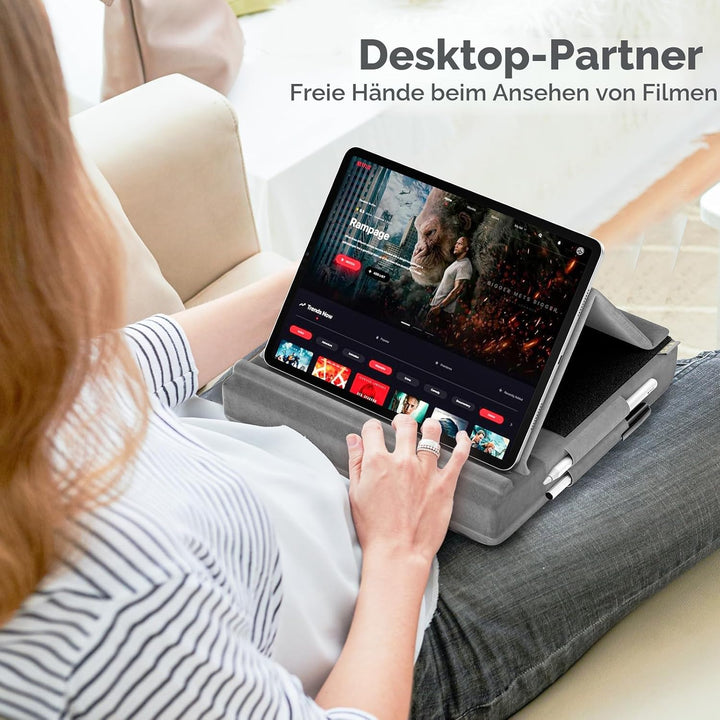 KDD Tablet Halter Kissen, Faltbarer Ipad Kissenständer mit verstellbarem Winkel, Tablet Kissenhalter