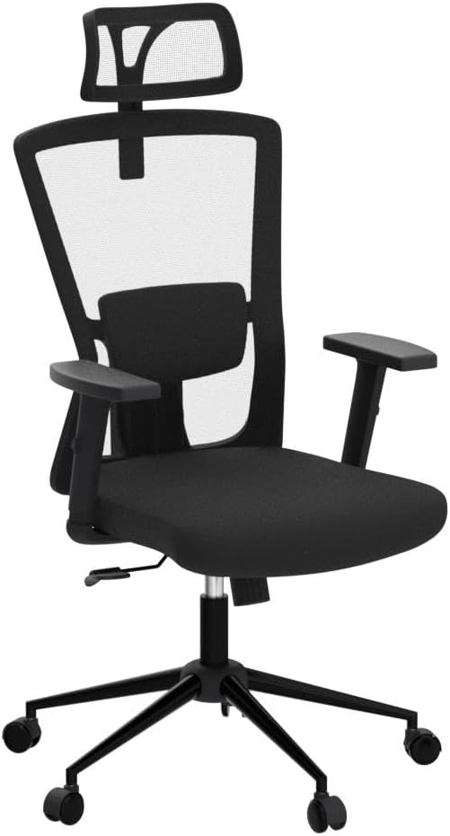 Youhauchair Bürostuhl Ergonomisch, Schreibtischstuhl mit Verstellbarer Kopfstütze und Armlehnen, Off