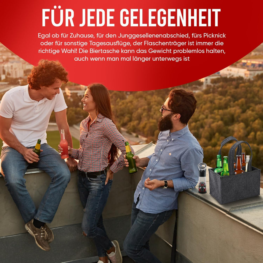 wortek Geschenkset Bier Geschenke für Männer - Männerhandtasche Bier, Flaschenöffner & Untersetzer +