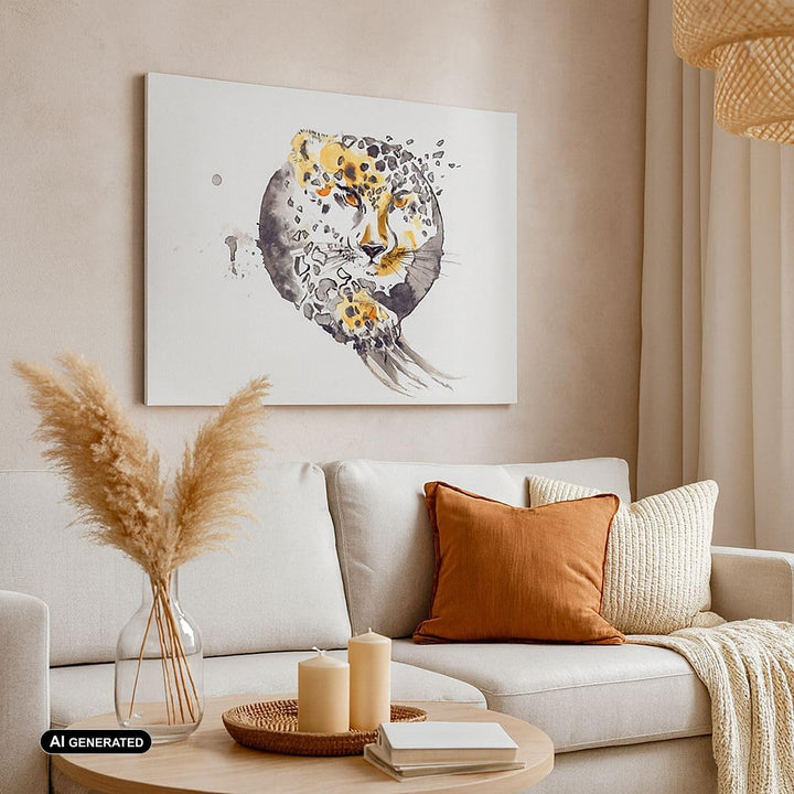 Bilder auf Leinwand 100x70cm Leinwandbild Katze Orb Tierwelt Geparden Gross Wanddeko Bild Schlafzimm