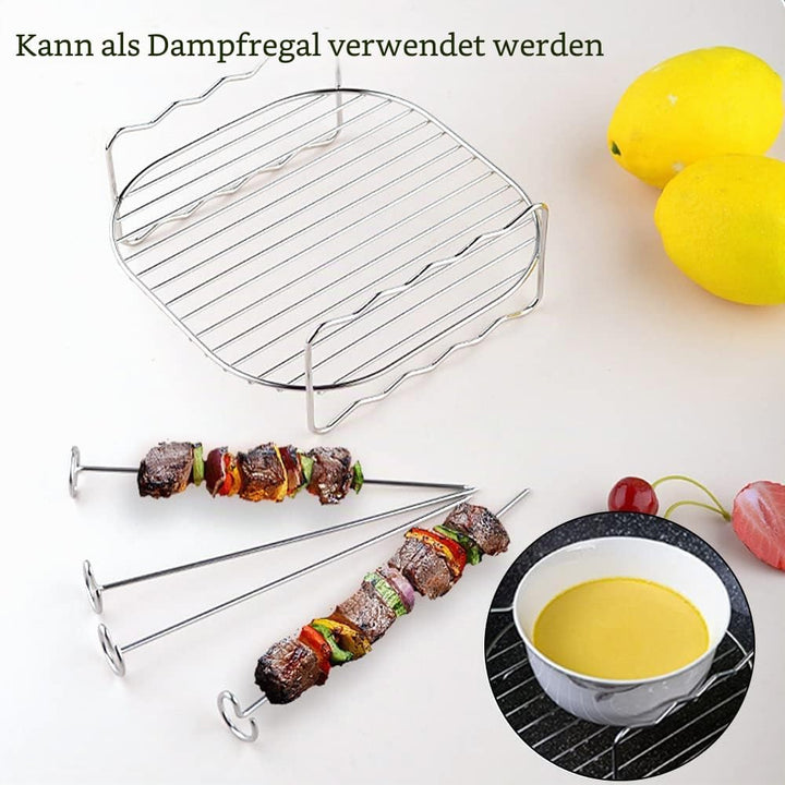 Heissluftfritteuse Zubehör, dellyy Airfryer Zubehör, Air Fryer Rack 17 cm, Rack Heissluftfritteuse,