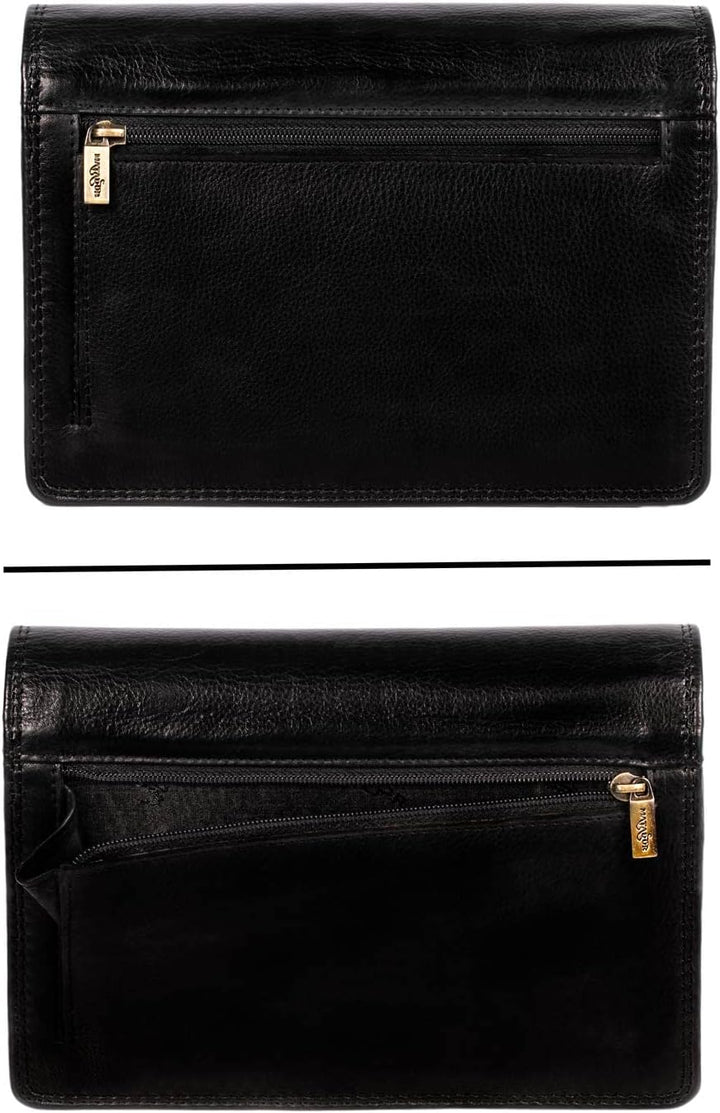 MATADOR Handytasche zum Umhängen Leder Damen Schultertasche Portmonnaie Tasche Handtasche Schwarz Na
