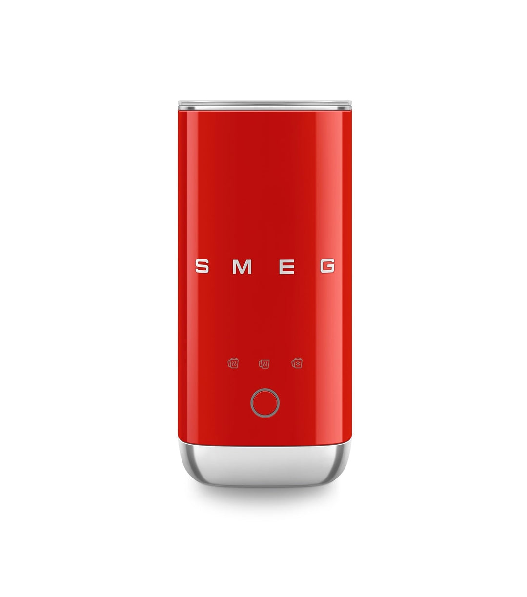 Smeg, MFF02RDEU Elektrischer Milchaufschäumer, 3 Getränkefunktionen, abnehmbarer Schneebesen, Antiha