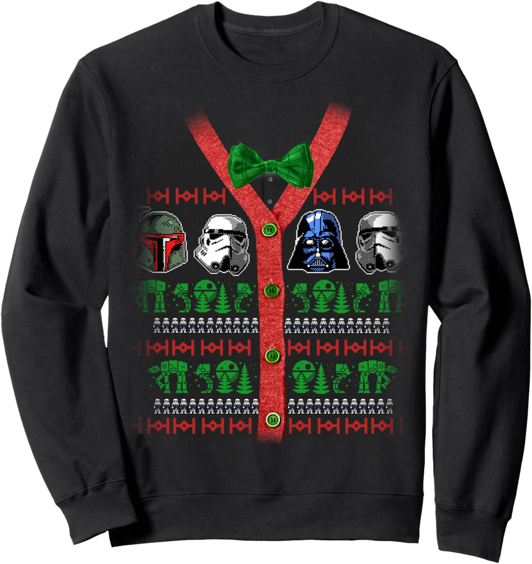 Star Wars Group Shot Holiday Button Up Pattern Sweatshirt