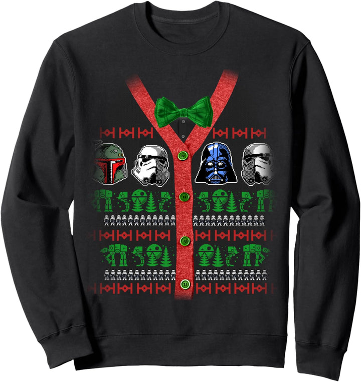 Star Wars Group Shot Holiday Button Up Pattern Sweatshirt