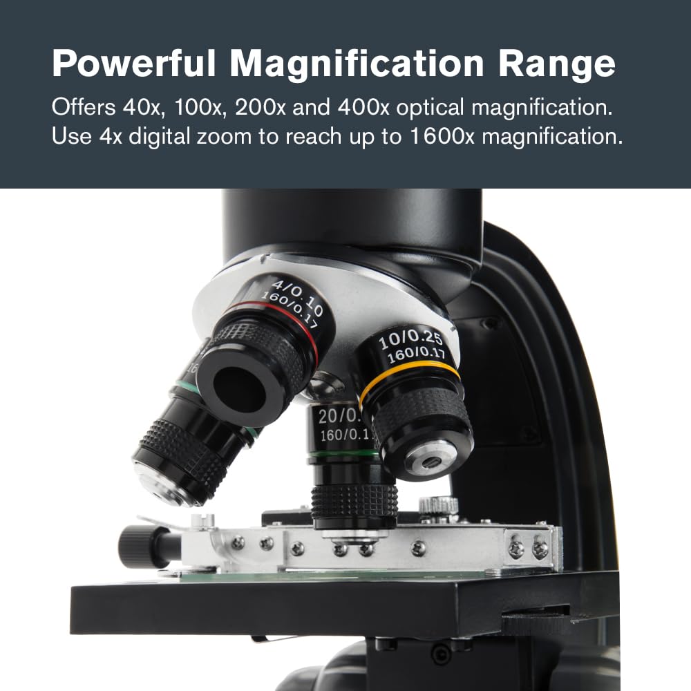 Celestron 44347 TetraView LCD Digitales Touchscreen-Mikroskop, 40- bis 400-fache Vergrösserung, Schw