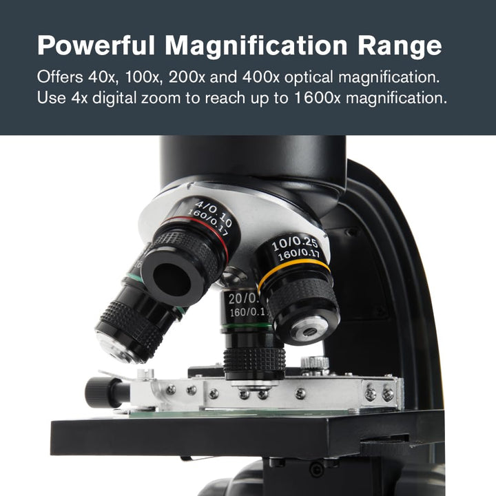 Celestron 44347 TetraView LCD Digitales Touchscreen-Mikroskop, 40- bis 400-fache Vergrösserung, Schw