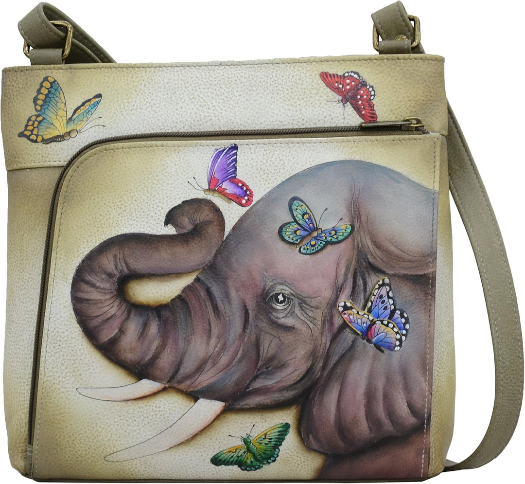 Anuschka Handbemalte Crossbody Tasche mit Organizerfach & RFID-Schutz Hypnotic Hortensien, Hypnotic