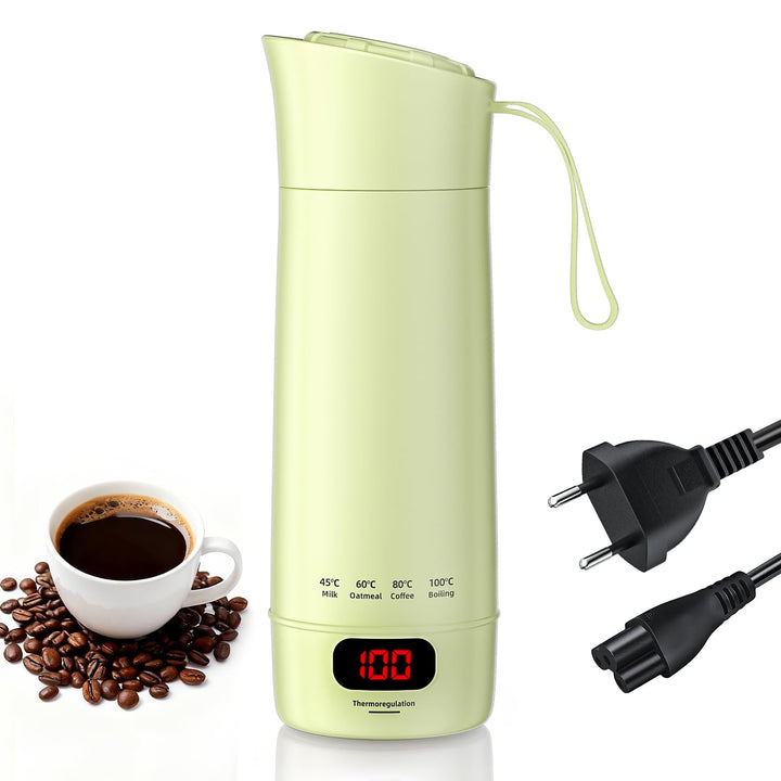 Kssvzz Elektrischer Reisewasserkocher Klein 400ml, Mini Wasserkocher mit 4 Temperatureinstellung, Tr