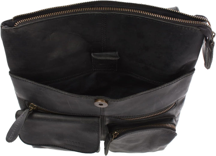 LECONI Umhängetasche Rinds-Leder kleine Schultertasche Damen + Herren Vintage-Look Schultertasche Le