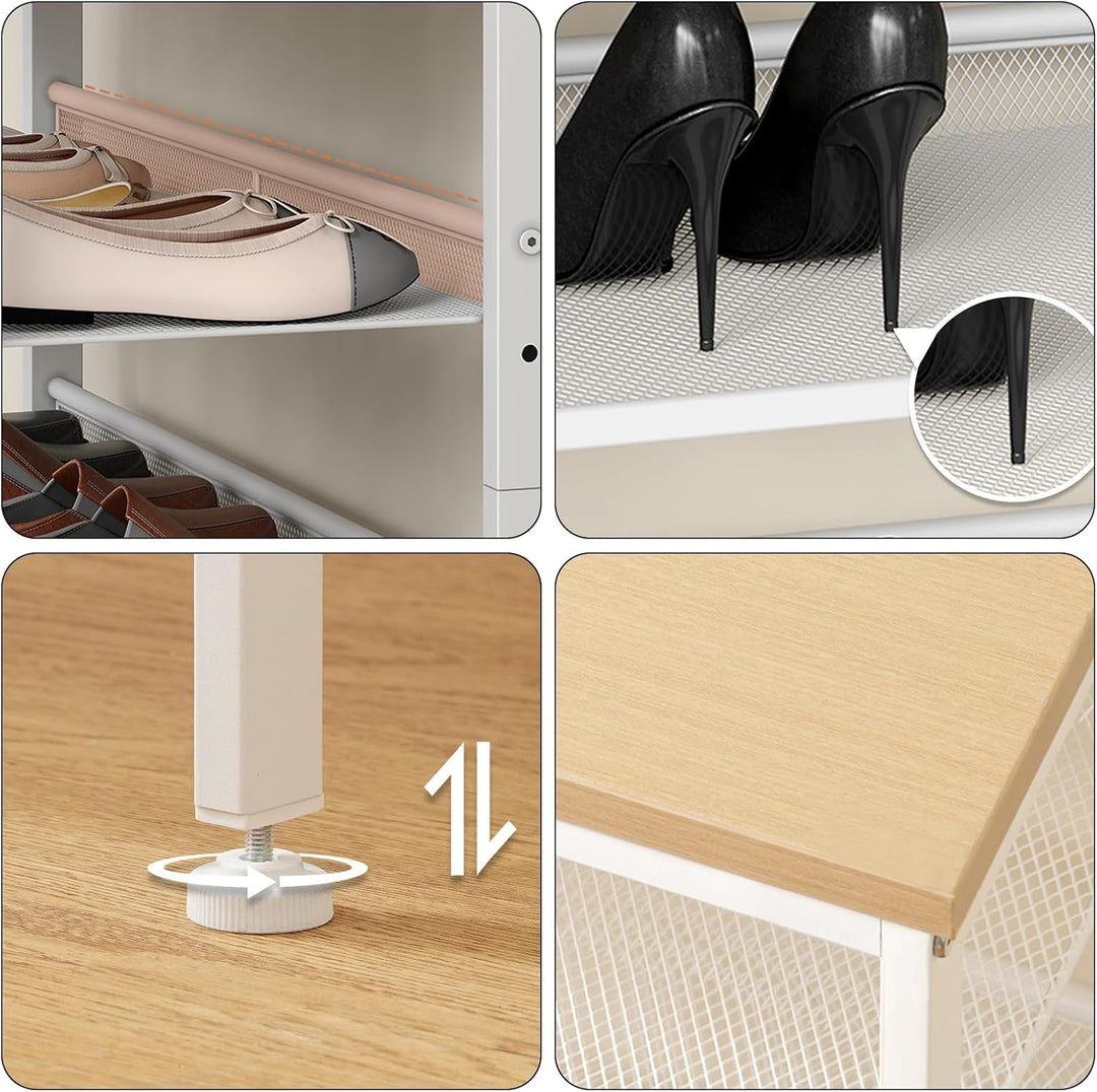 HOOBRO Schuhregal, 5-stöckiges Schuhablage, Schuhschrank, verstellbares Metallgitterregal, Geräumige