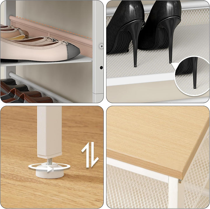 HOOBRO Schuhregal, 5-stöckiges Schuhablage, Schuhschrank, verstellbares Metallgitterregal, Geräumige