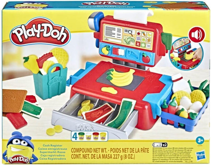 Play-Doh Supermarkt-Kasse Spielzeug für Kinder ab 3 Jahren mit lustigen Geräuschen, Zubehör und 4 Fa