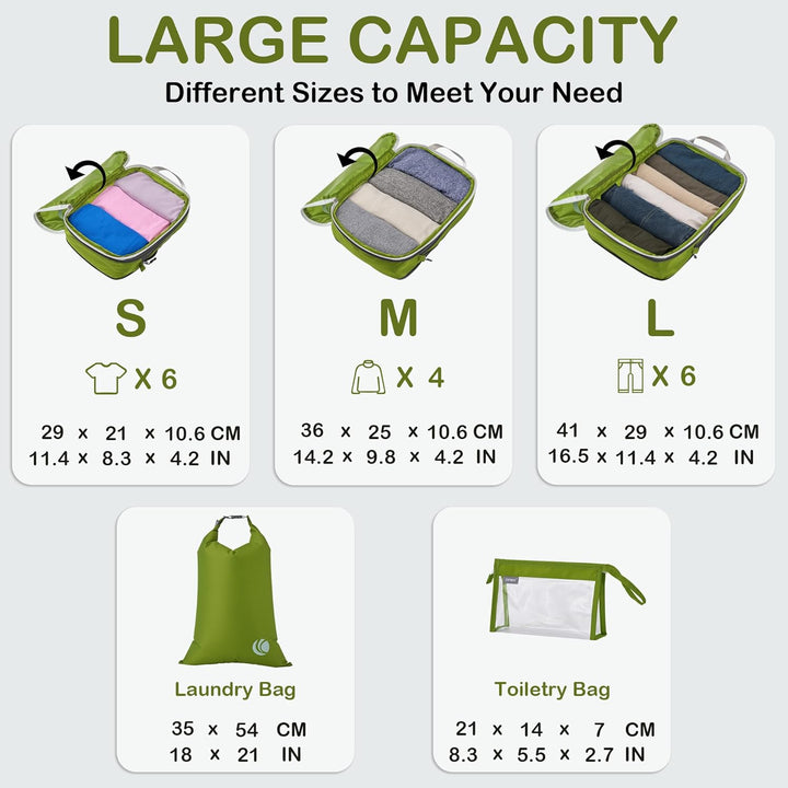 Cipway Kompression Koffer Organizer Set für Rucksack ，Ultraleichte Packtaschen Compression Packing C