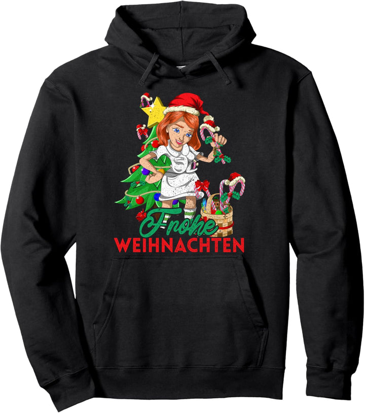 Frauen Damen Mädchen Frohe Weihnachten Krankenschwester Pullover Hoodie