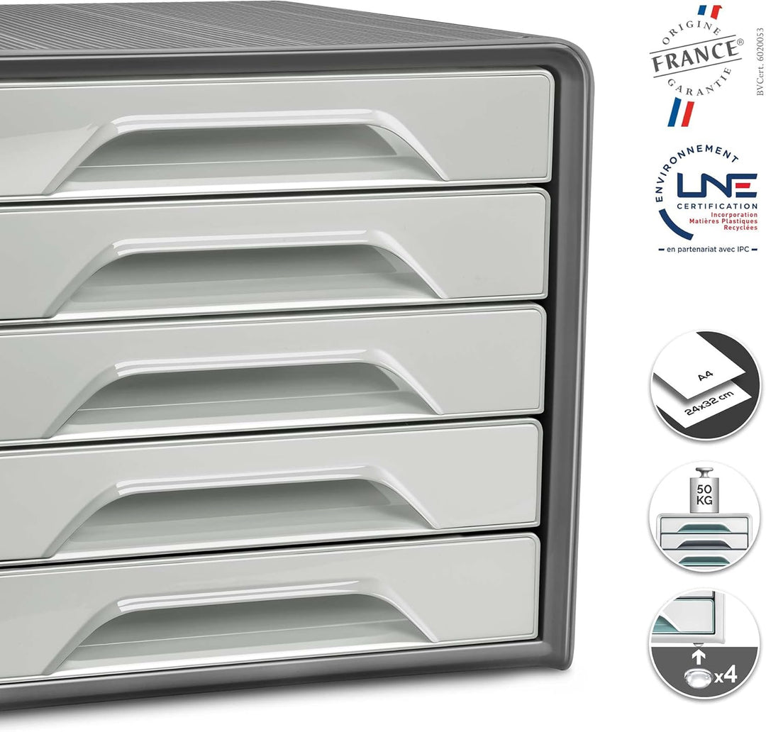 Cep Schubladenbox mit 5 flachen Schubladen Smoove 7-111 Dunkelgrau/Hellgrau Dunkelgrau / Hellgrau, D