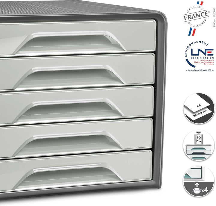 Cep Schubladenbox mit 5 flachen Schubladen Smoove 7-111 Dunkelgrau/Hellgrau Dunkelgrau / Hellgrau, D