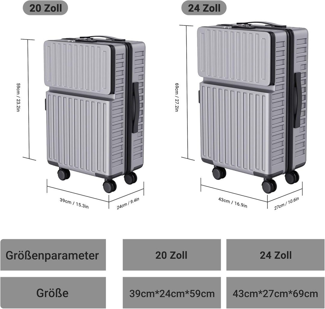 Ravas Kofferset 2 Teilig Hartschale, Koffer & Trolleys Set mit Extrafach, Reisekoffer mit Rollen Set