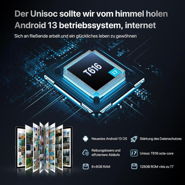 UMIDIGI 2024 Android 13 Tablet 11 Zoll,Active T1 Leichtes Rugged Tablet Wasserdicht,16GB+128GB(TF 1T