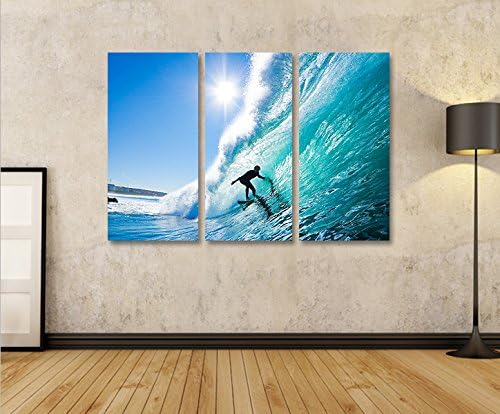 islandburner Bild Bilder auf Leinwand Big Wave Surfen Wellenreiten 3p XXL Poster Leinwandbild Wandbi