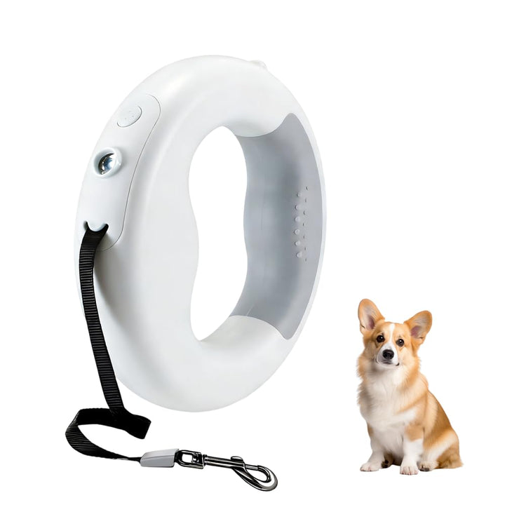 Rollleine mit LED Licht und Kotbeutelspender, Automatische Ausziehbare Hundeleine für Gassi, Einhand