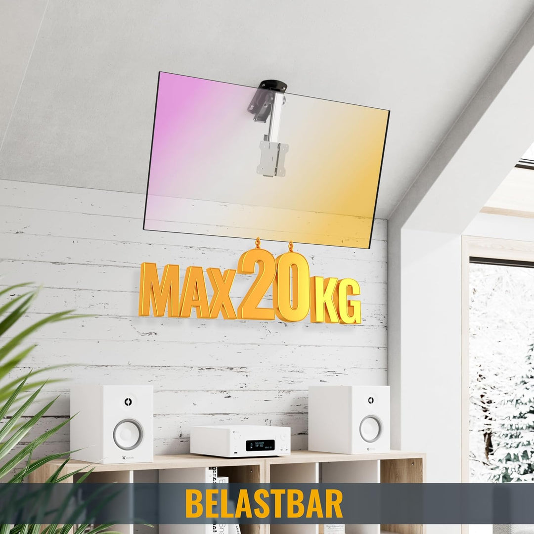 RICOO Monitor & TV Deckenhalterung für Fernseher 13-33 Zoll, Klappbar Schwenkbar Höhenverstellbar, U