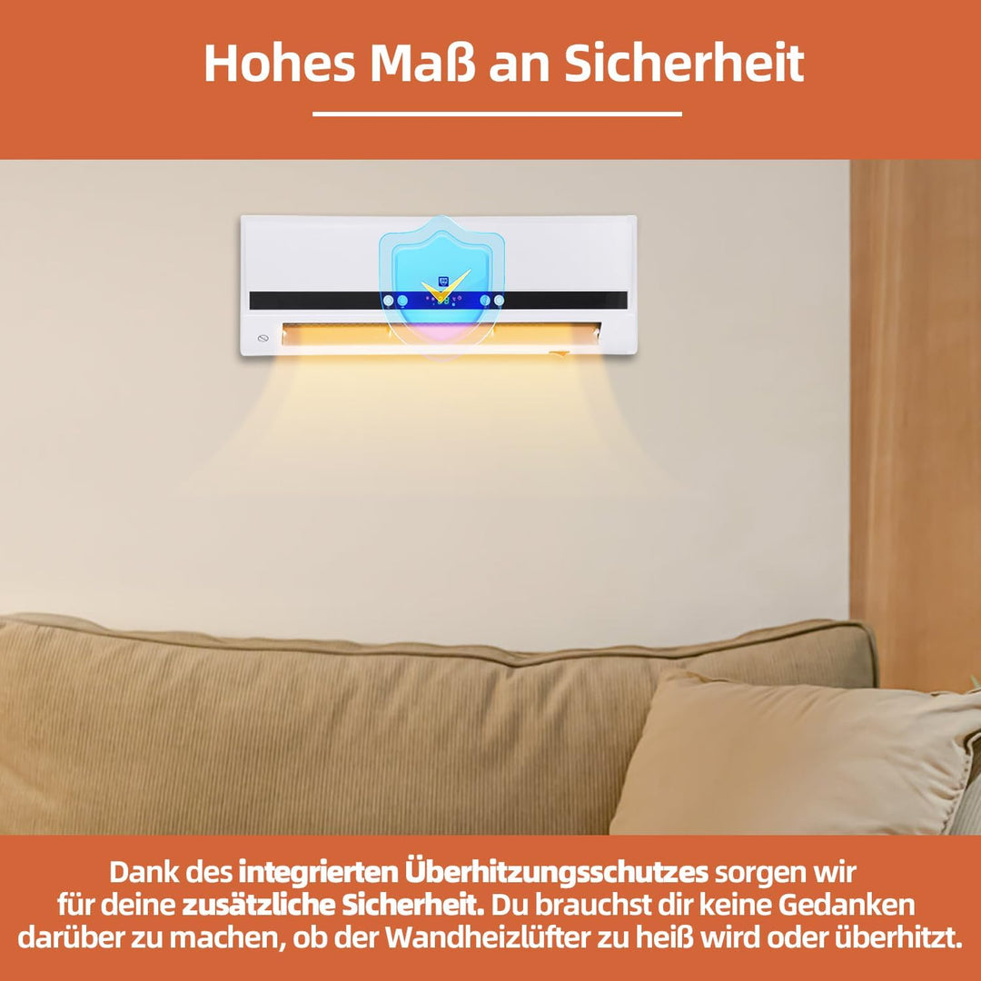 SHX PTC-Heizlüfter zur Wandmontage 2000W SHX501HEAT2023 – PTC-Heizelement, 2 Heizstufen, 3 Betriebsm