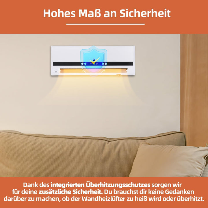 SHX PTC-Heizlüfter zur Wandmontage 2000W SHX501HEAT2023 – PTC-Heizelement, 2 Heizstufen, 3 Betriebsm
