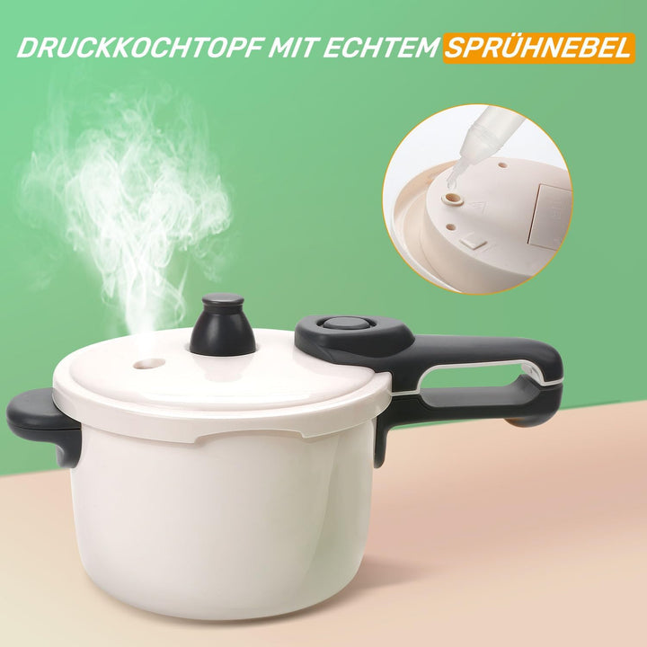 CUTE STONE 40 PCS Kinderküche Zubehör mit Kochgeschirr Dampfdrucktopf und Induktionskochfeld, Kochut