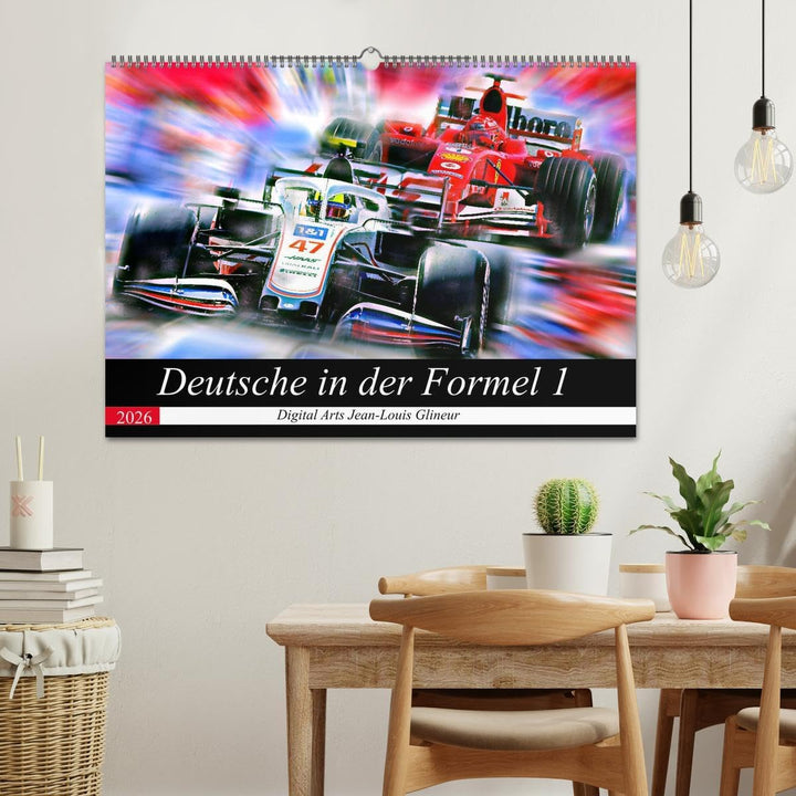 Deutsche in der Formel 1 (Wandkalender 2026 DIN A2 quer), CALVENDO Monatskalender: Vollgas in schwar