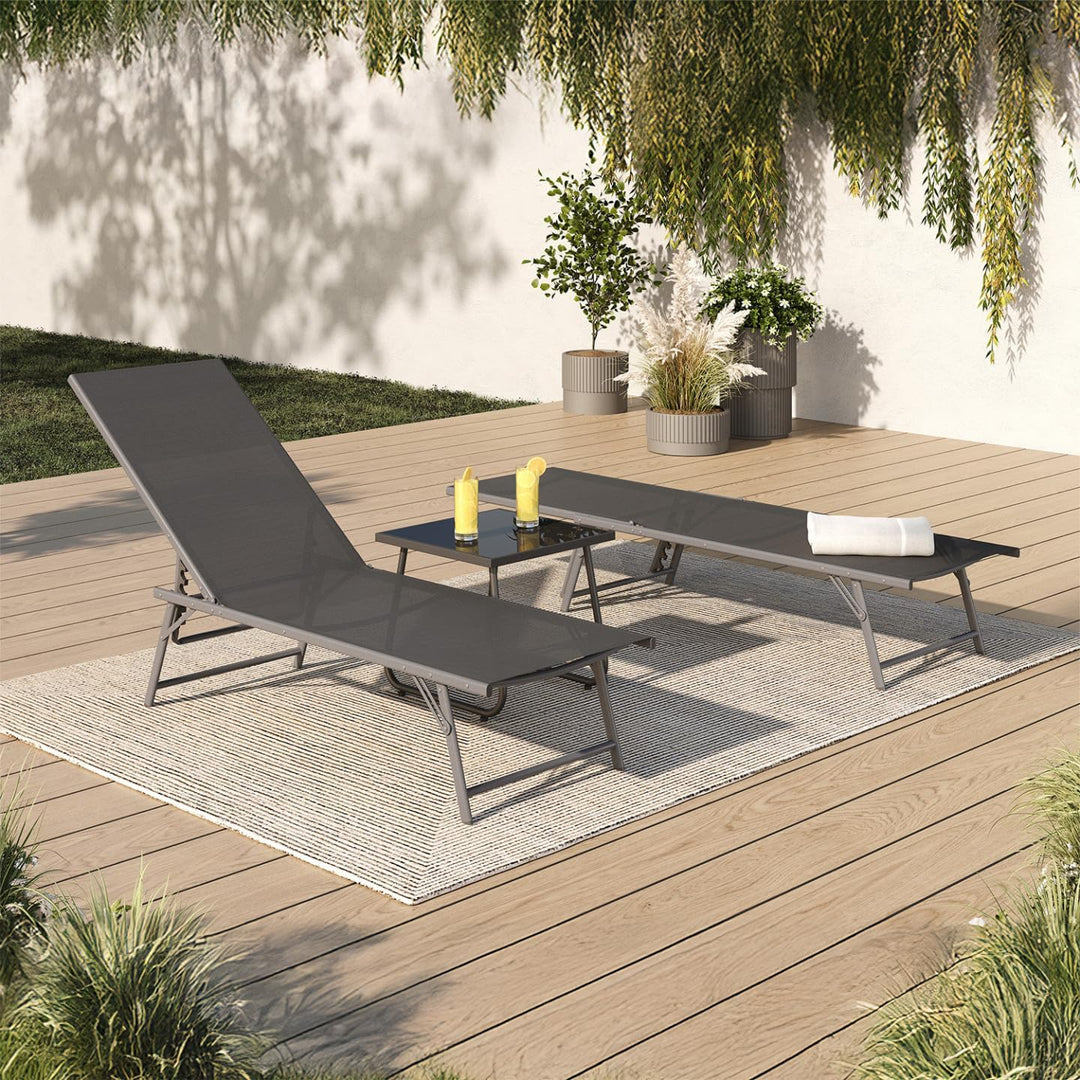 IDMarket - Satz von 2 verstellbaren Gartenliegen Kailua aus anthrazitgrauem Stahl und grauem Stoff