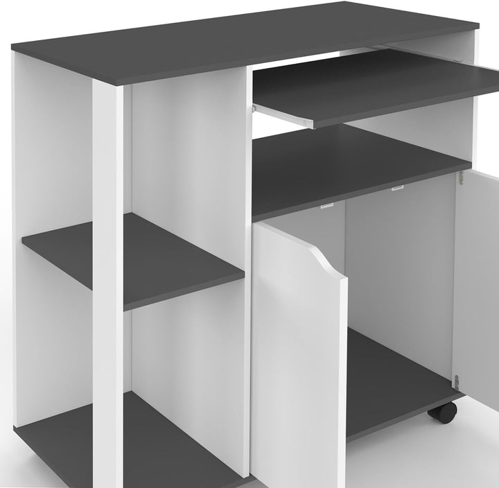IDMarket - Küchenwagen COSI Weisses Holz und graue Platte B.76 CM
