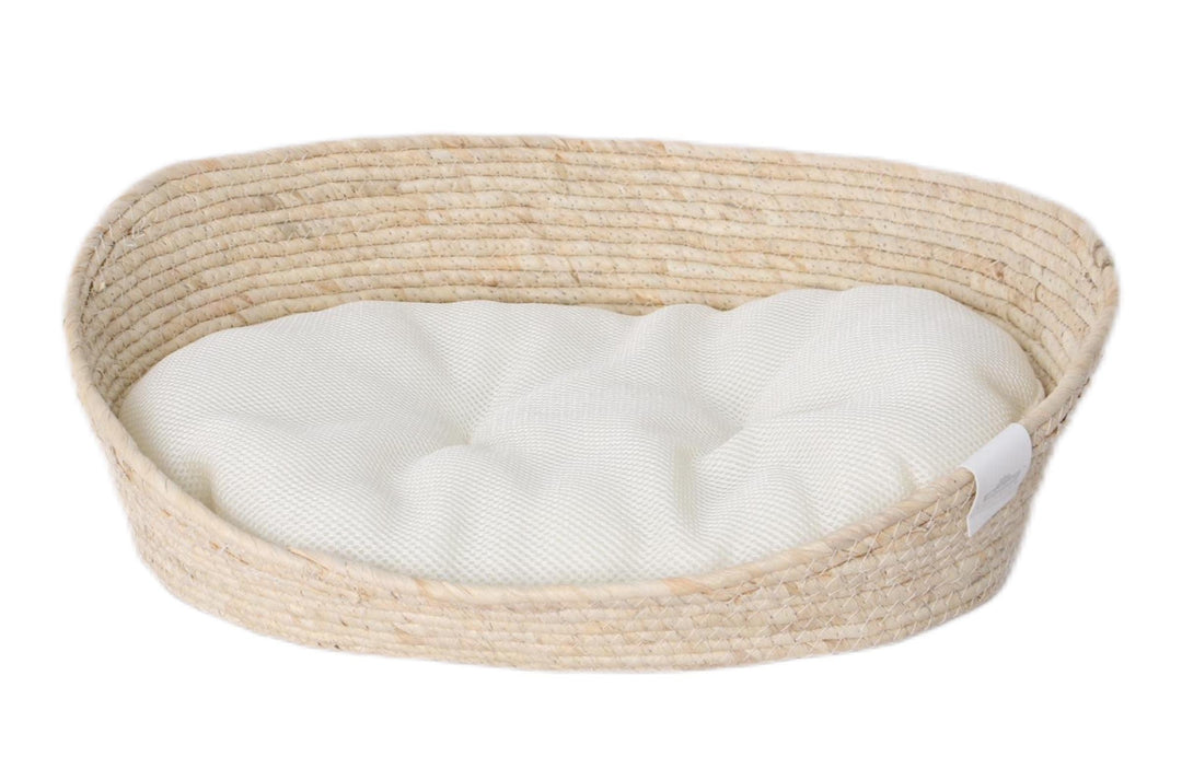 Dehner Premium Lovely Kuschelbett Tiefer Schlaf, 43 x 35 x 15 cm, Naturmaterial/Plüsch, weiss/beige