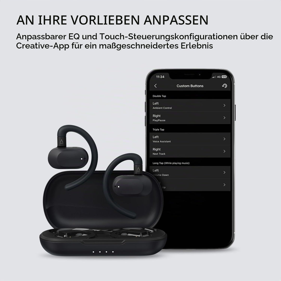 CREATIVE Outlier Go kabelloser Open-Ear-Kopfhörer mit Verstellbarer Passform und Ohrbügeln, bis zu 2