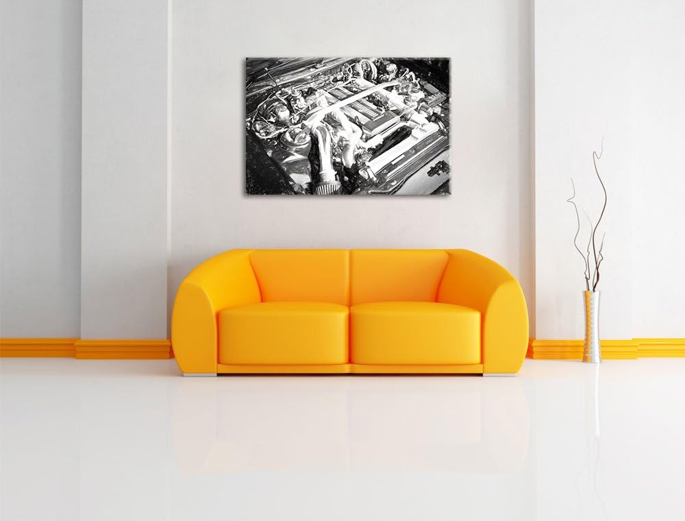 Pixxprint Motorblock 100x70cm Leinwandbild Wandbild Kunstdruck, 100x70