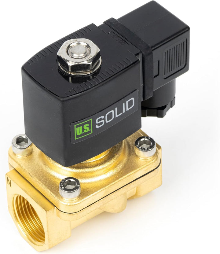 U.S. Solid 3/4" Magnetventil - Messing DC 12V mit Viton-Dichtung, stromlos geschlossen, Anschlussdos