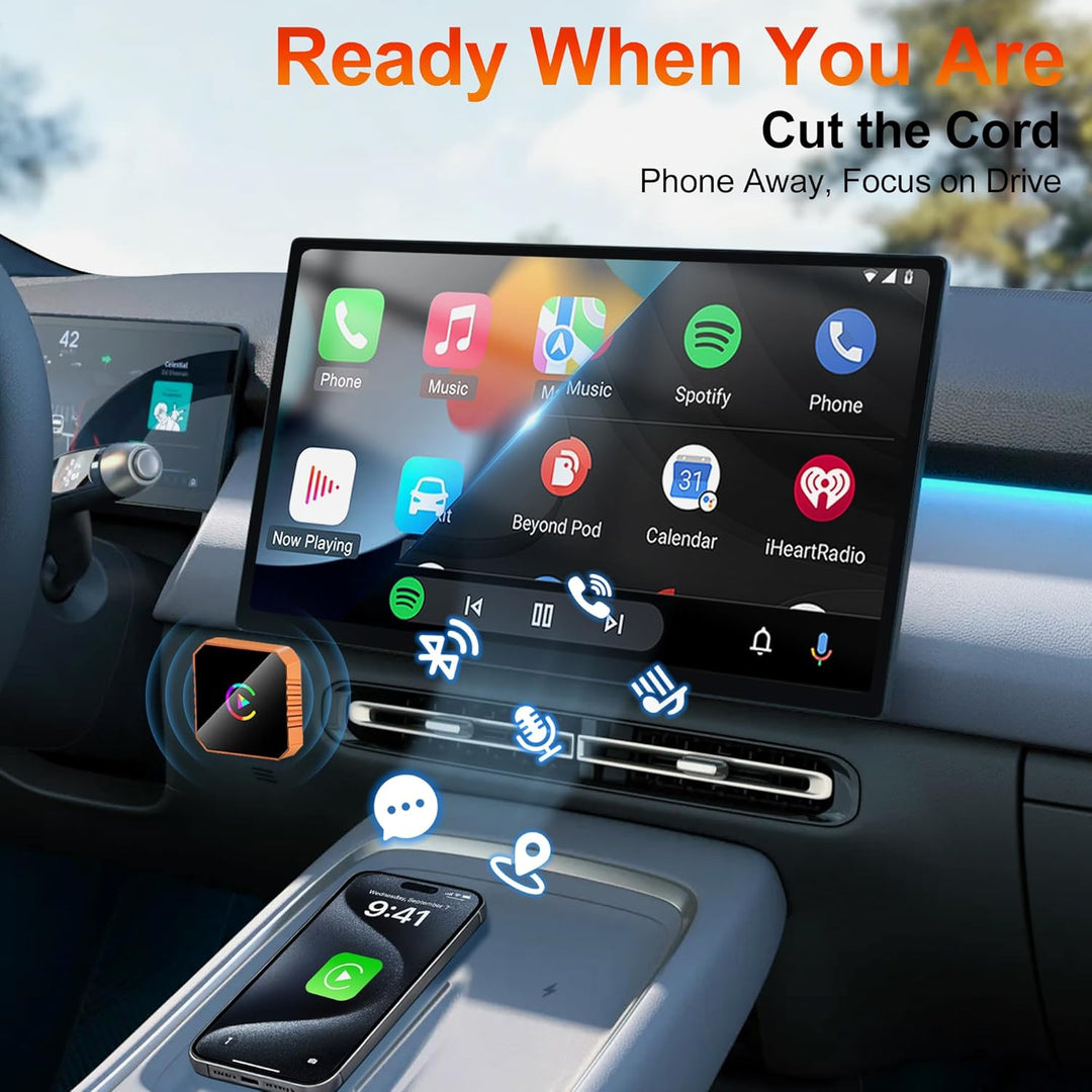 Carplay Wireless Adapter, Bluetooth 5.3 Drahtloser Car Play Kompatibel mit iPhone iOS 10+ und Androi