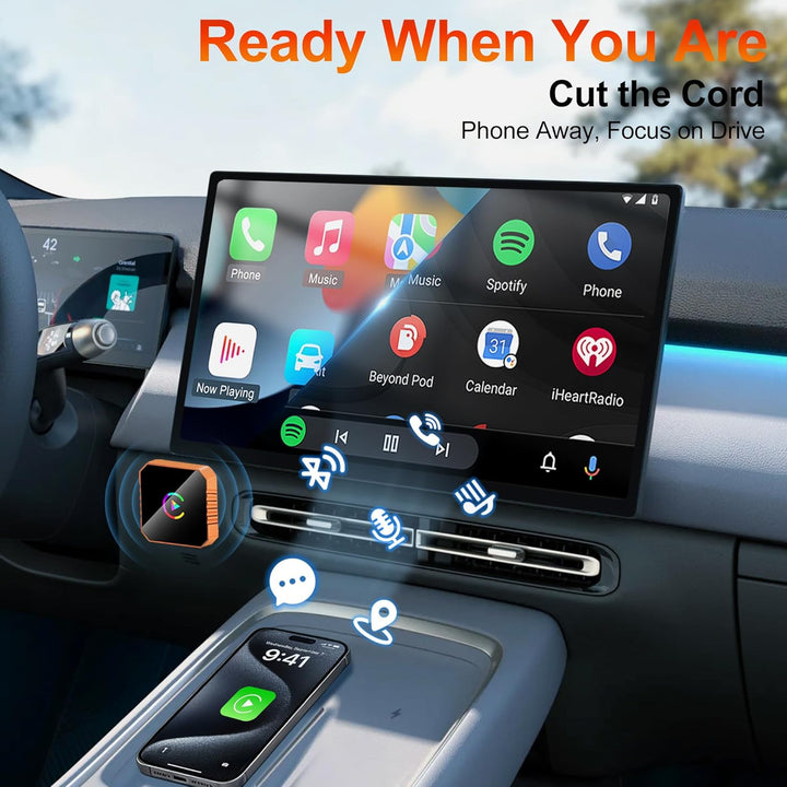 Carplay Wireless Adapter, Bluetooth 5.3 Drahtloser Car Play Kompatibel mit iPhone iOS 10+ und Androi