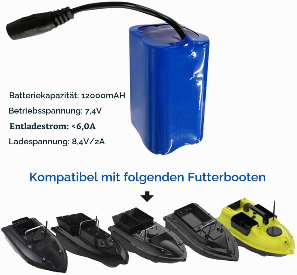 Sunydog D18B 7,4 V Batterieersatz &amp; GPS Fischerköderboot 12000mAh Battery, 12000mAh Battery