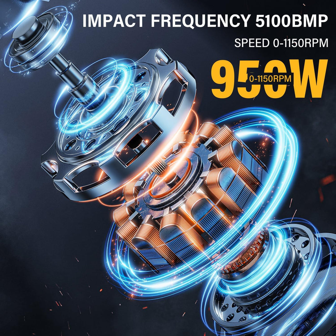 STANEW Bohrhammer 950 W SDS Plus, 0–1150 U/min/5100 BPM, Bohrmaschine mit 4 Funktionen & Sicherheits