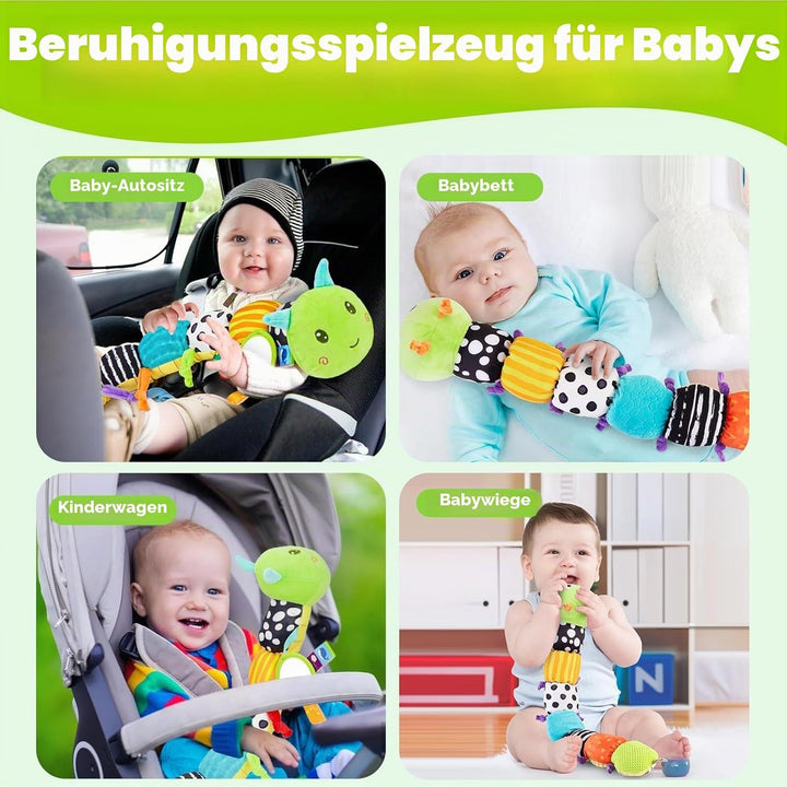 Baby Raupe Spielzeug 0-12 Monate, Musik Plüsch Bauchlage Spielzeug mit Rassel Knisterei Quietsche &