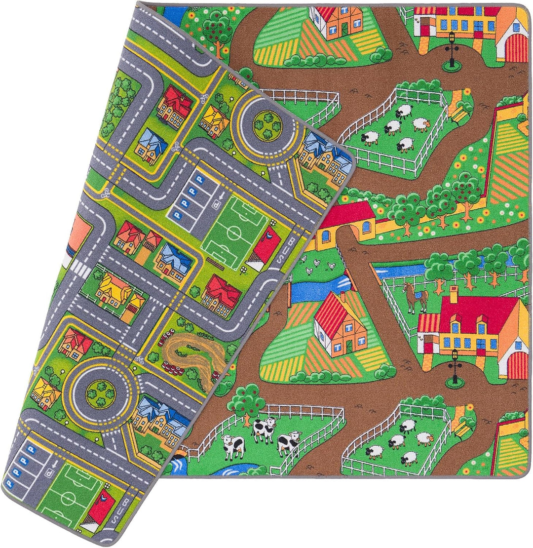 Pergamon Strassenteppich Beidseitig Kinder Spielteppiche für Kinderzimmer und Spielzimmer 80x160 cm