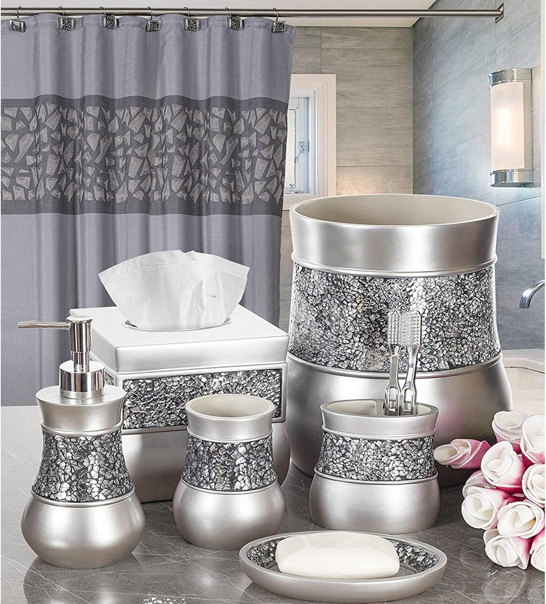 Creative Scents Badezimmer-Mülleimer – dekorativer Abfalleimer für Badezimmer, Puderzimmer oder Wohn
