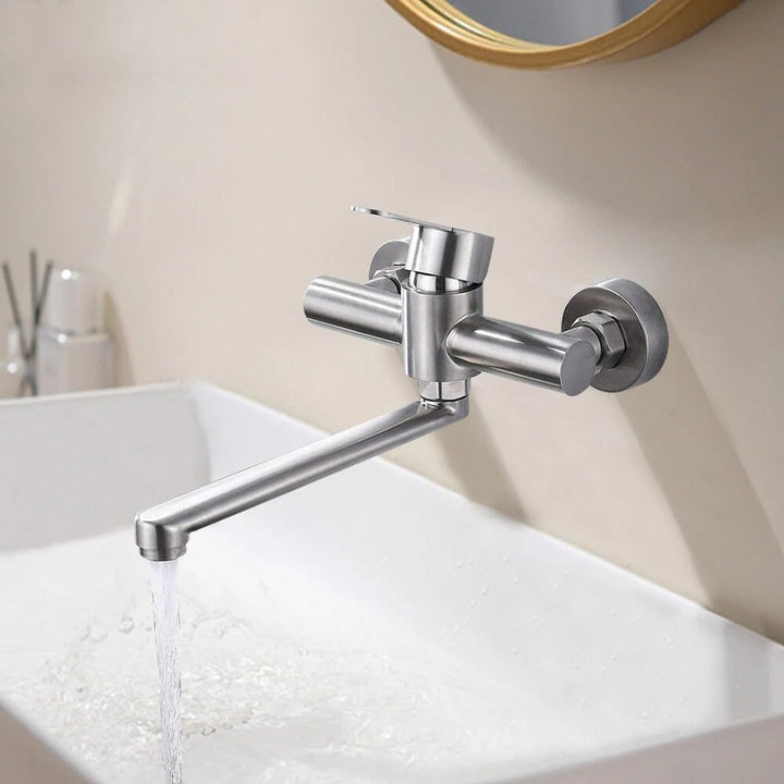 Küche Armatur Wasserhahn Wandmontage 360° Drehbar Mischbatterien Armatur Wandarmatur Spültischarmatu